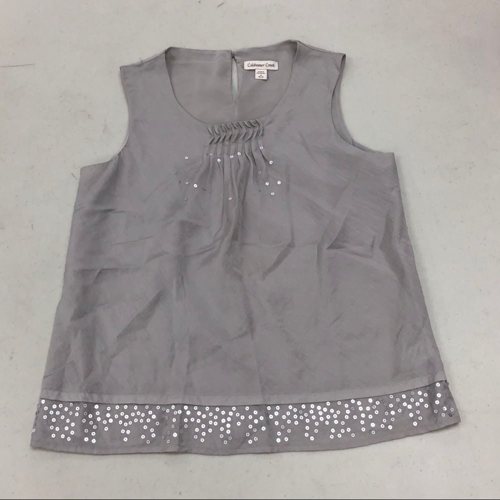 COLDWATER CREEK Beige Sequined Tank Top Blouse
